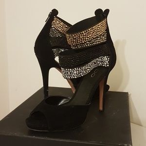 Aldo Ankle Strap Black Suede Heels 8